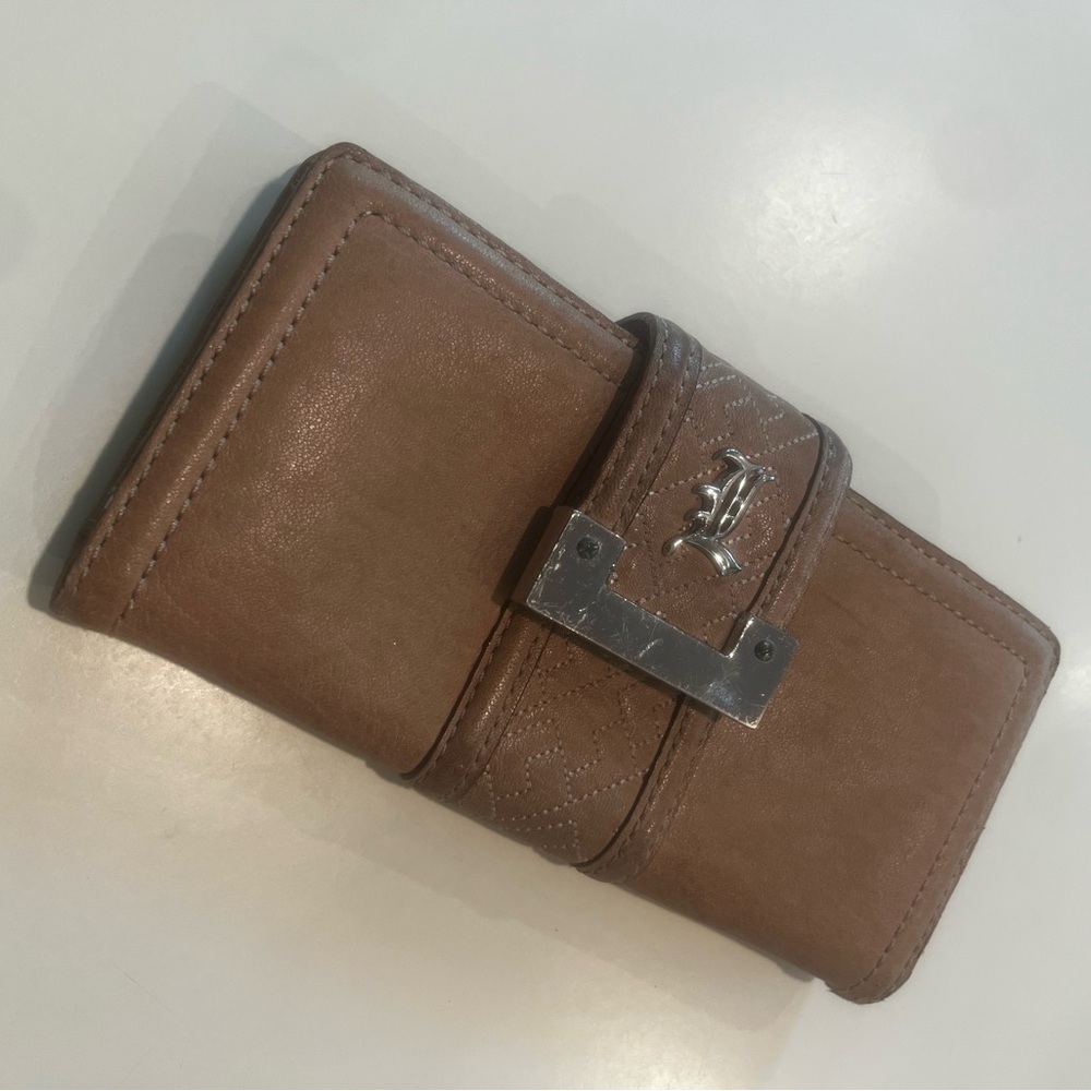 L.A.M.B. Brown Leather Wallet with Silver Accent